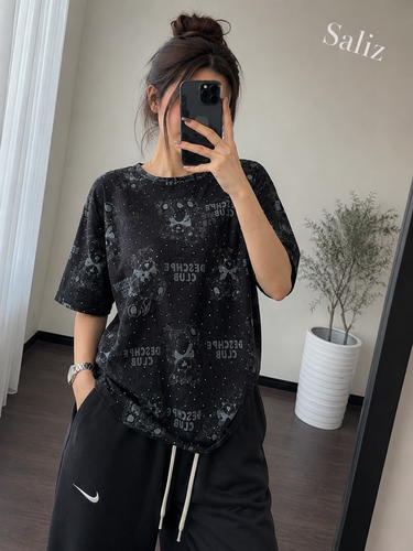 تیشرت نگینی خاکستری طرح تدی زنانه