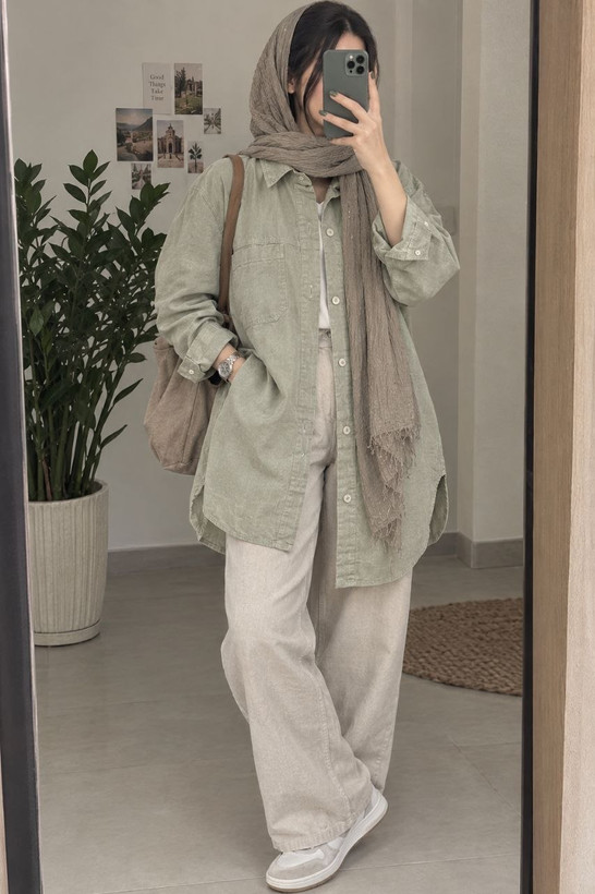 مانتو لینن بلند باحجاب زنانه | شیک، خنک و اقتصادی زیر ۱تومن